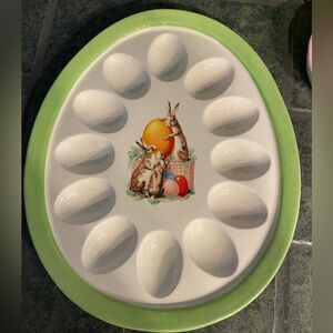 WILLIAMS-SONOMA NOSTALGIC EASTER BUNNY DEVILED EGG PLATE PLATTER